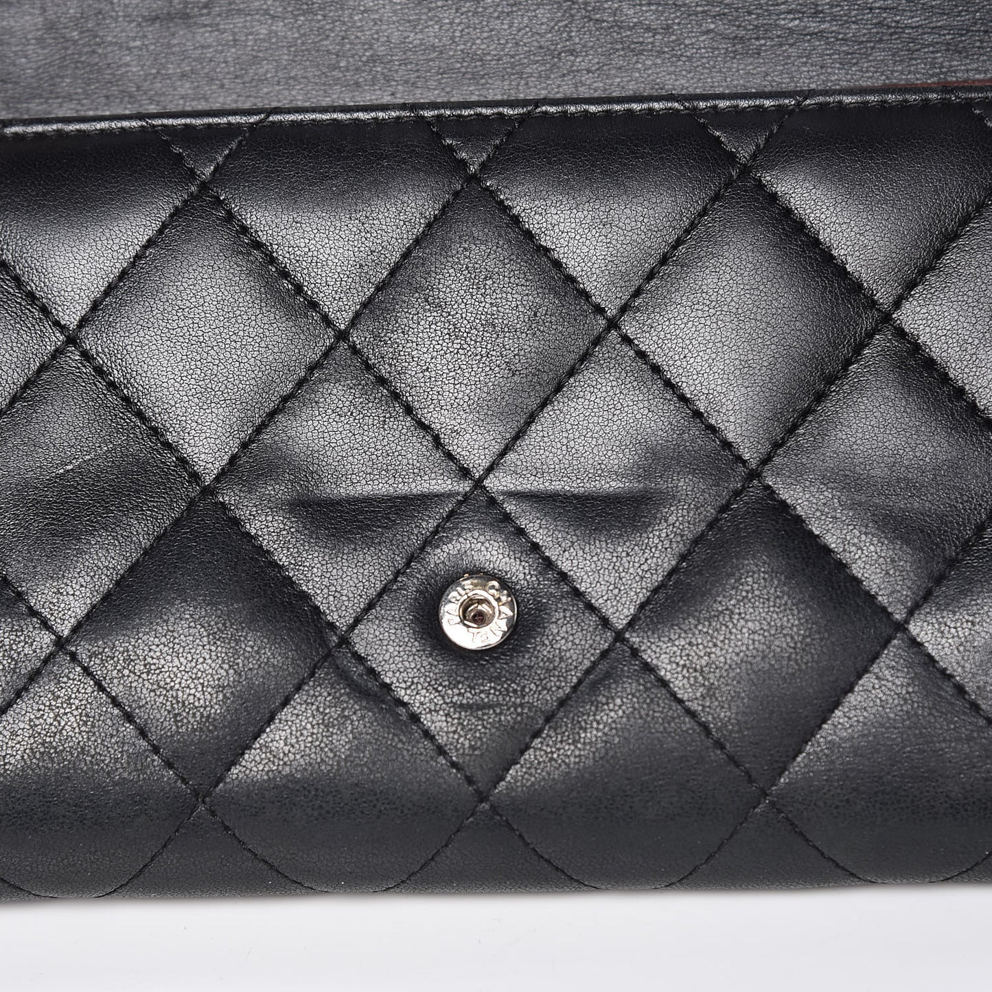 Lambskin Quilted Large Flap Wallet Black