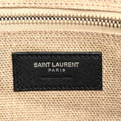 Saint Laurent Linen Calfskin Small Rive Gauche Tote Greggio Natural 7 of 10
