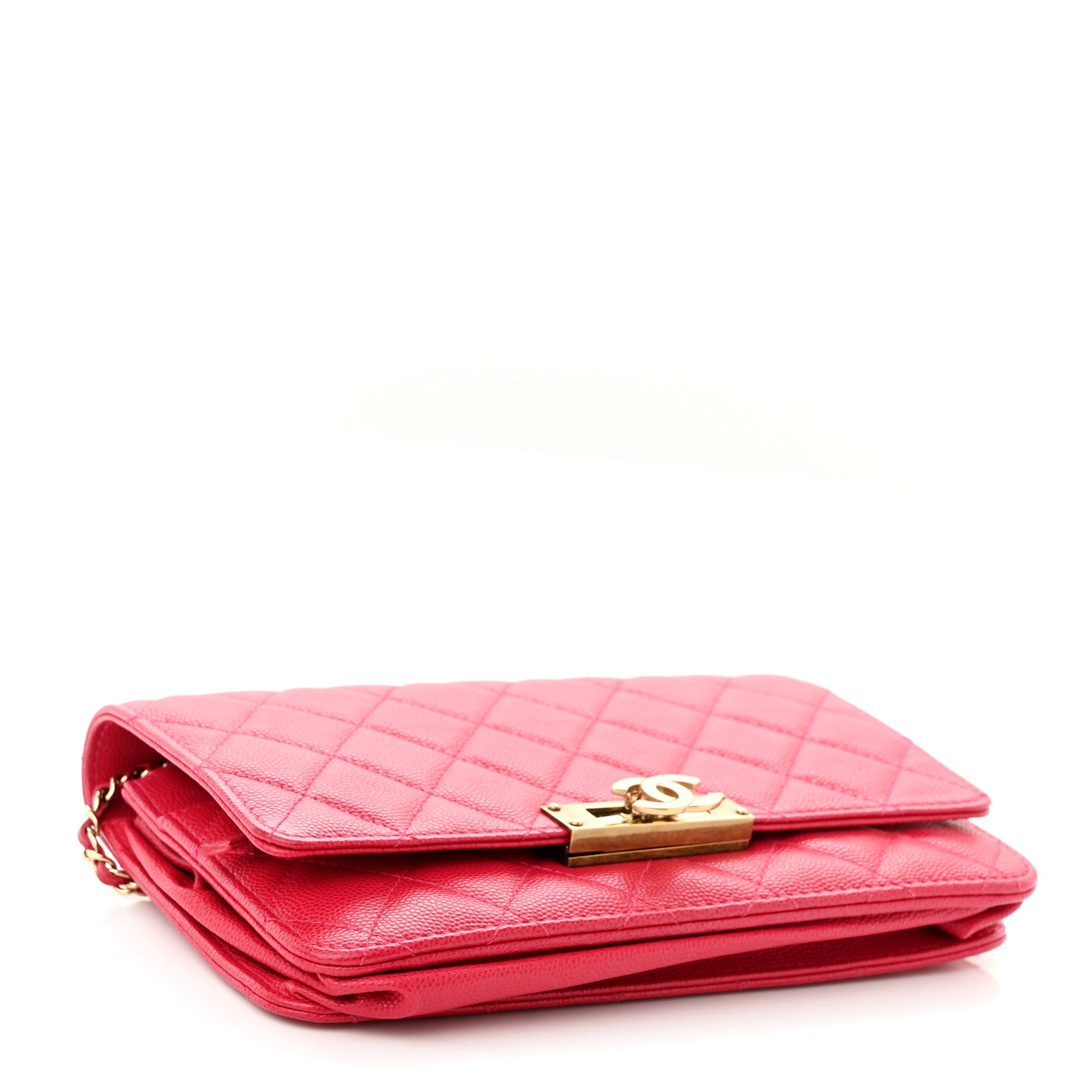 Chanel Caviar Quilted Golden Class Wallet On Chain WOC Fuchsia 3 of 10
