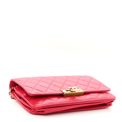Chanel Caviar Quilted Golden Class Wallet On Chain WOC Fuchsia 3 of 10