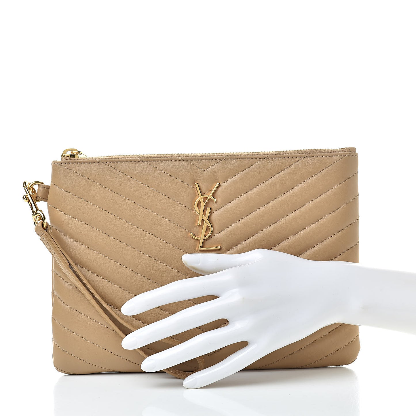 Calfskin Matelasse Chevron Monogram A5 Wristlet Cork