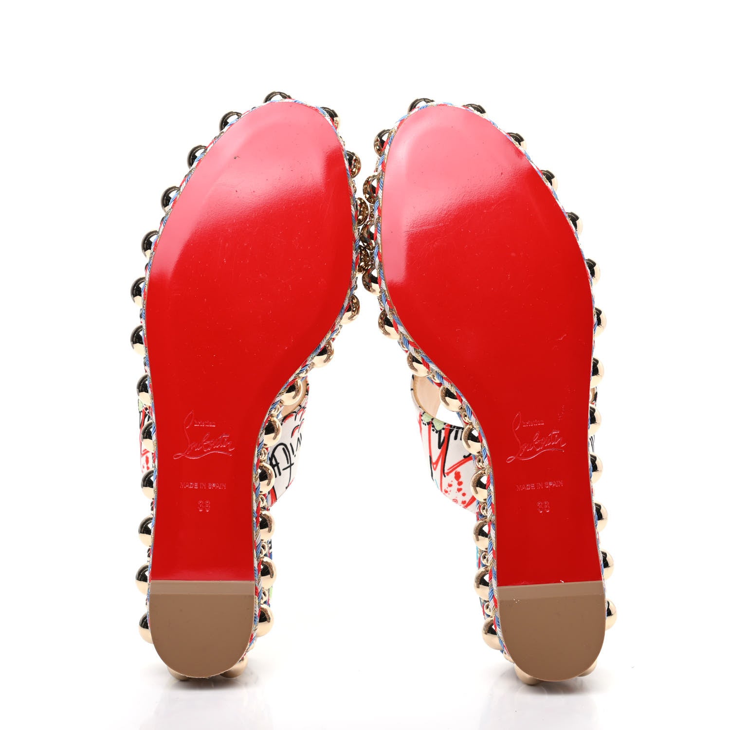 Christian Louboutin Satin Wallpaper Janitag 60 Platform Slide Sandals 38 White 5 of 7
