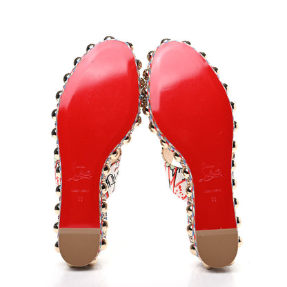 Christian Louboutin Satin Wallpaper Janitag 60 Platform Slide Sandals 38 White 5 of 7
