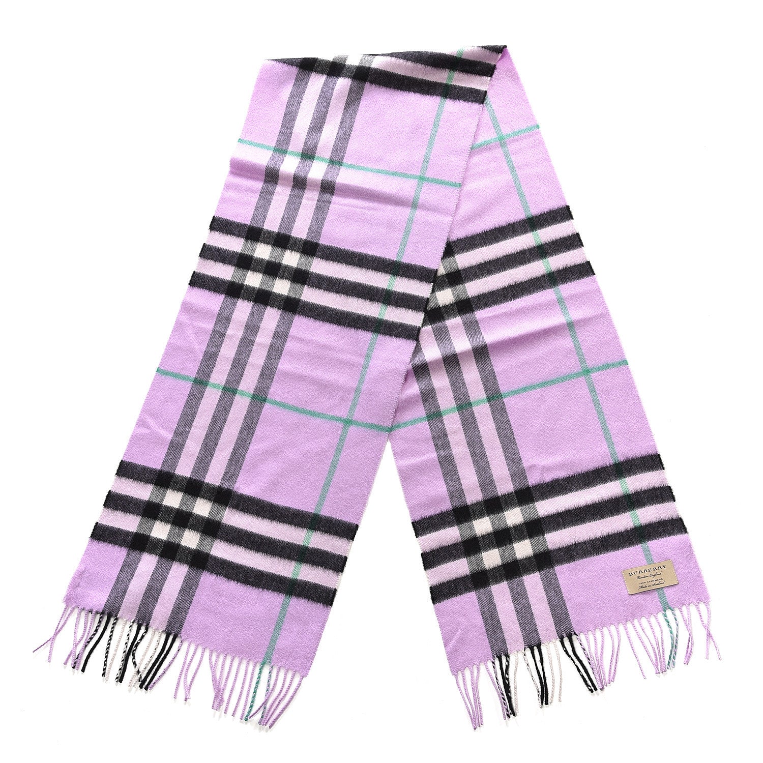Burberry Cashmere Giant Check Icon Stripe Fringe Scarf 2 of 4