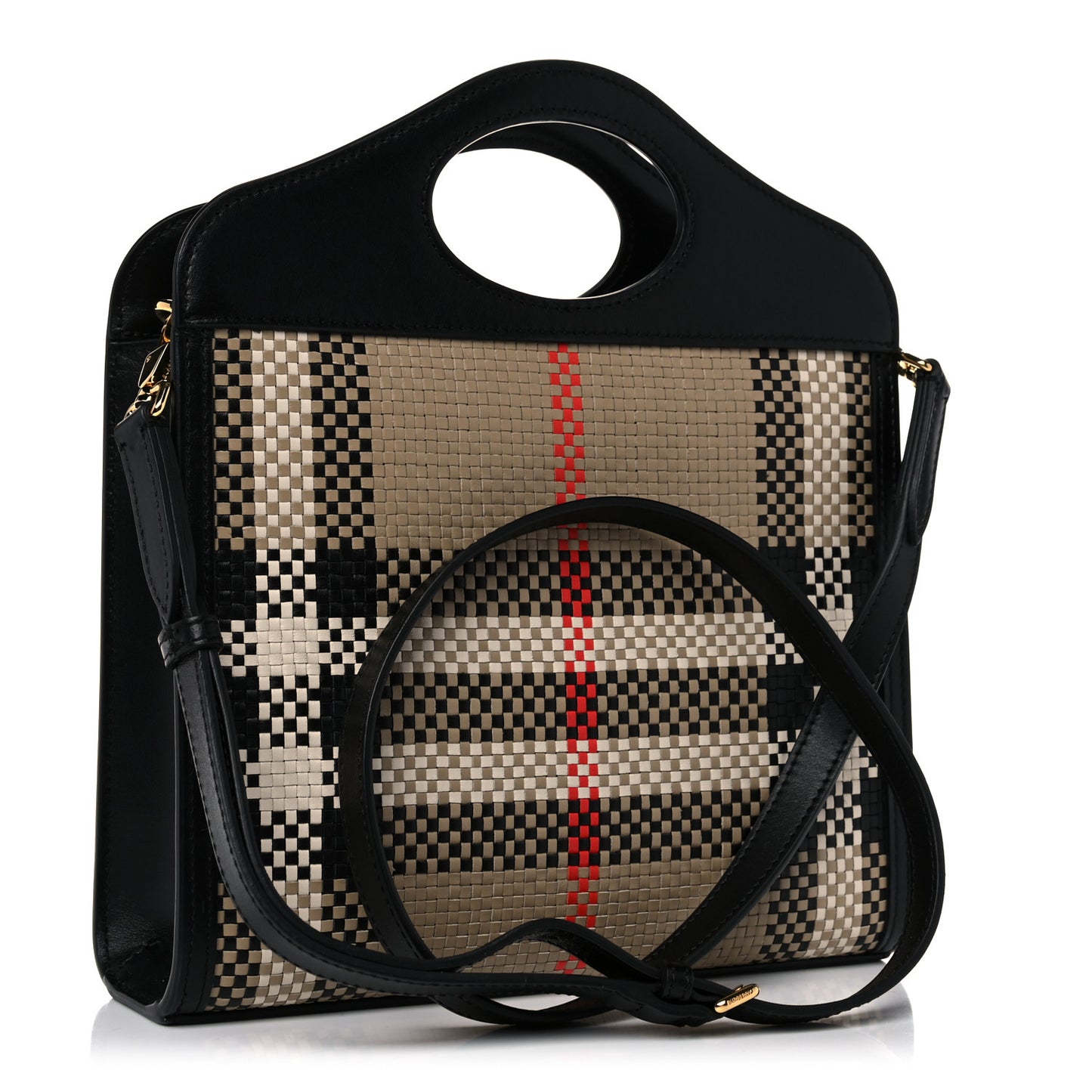 Calfskin Check Mini Pocket Bag Black