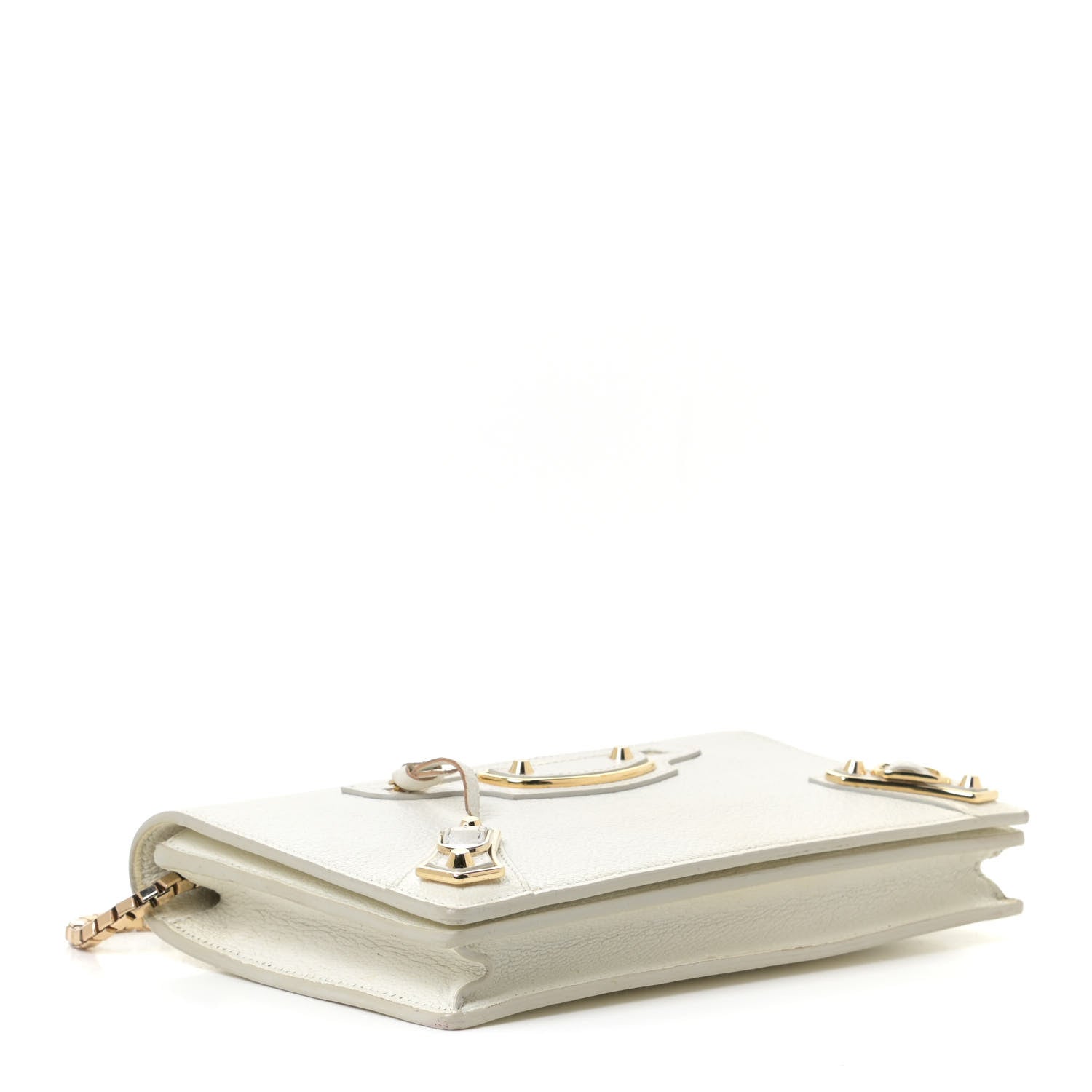 Balenciaga Agneau Gold Metallic Edge Hardware Wallet On Chain White 3 of 13