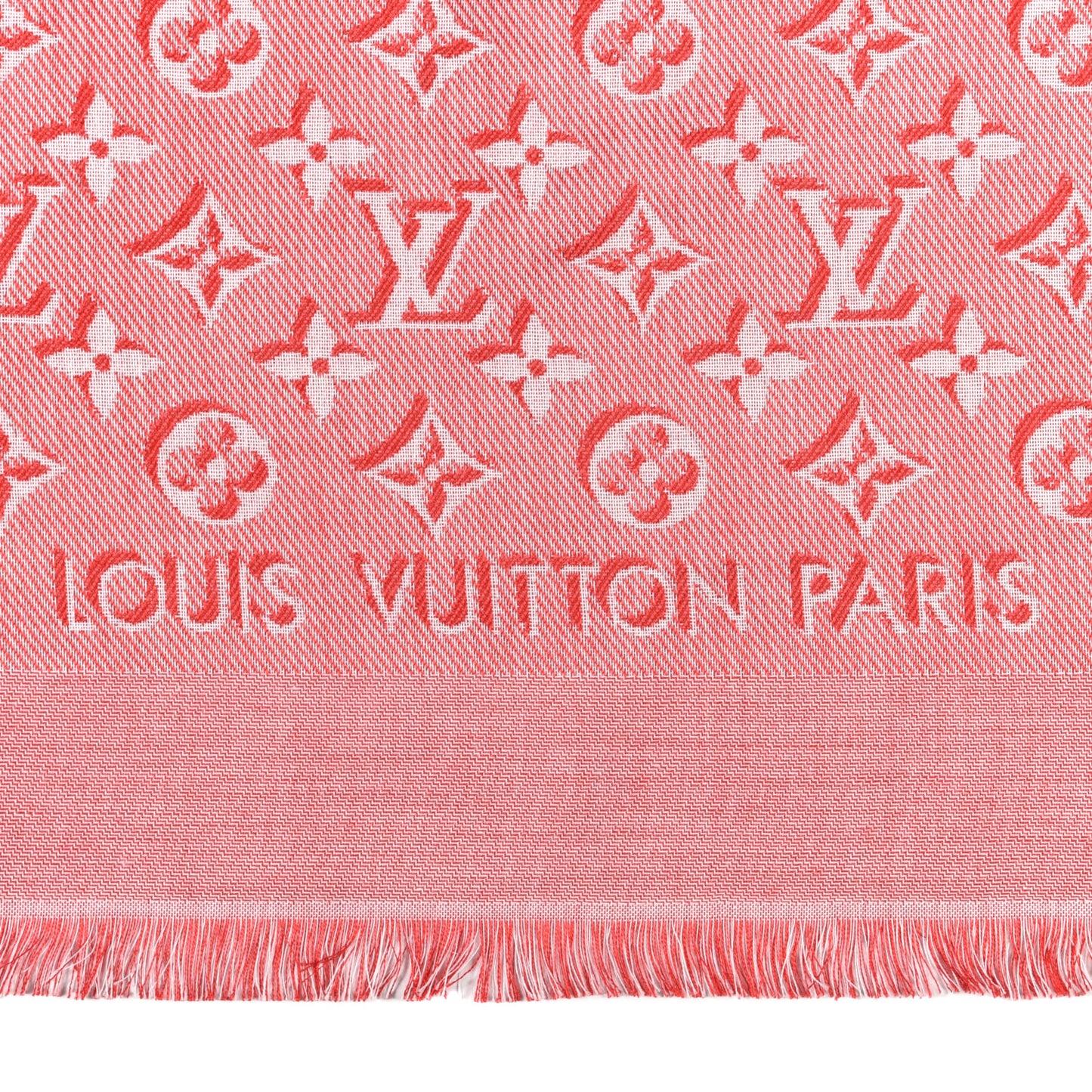 Silk Wool Monogram Umbra Shawl Rouge