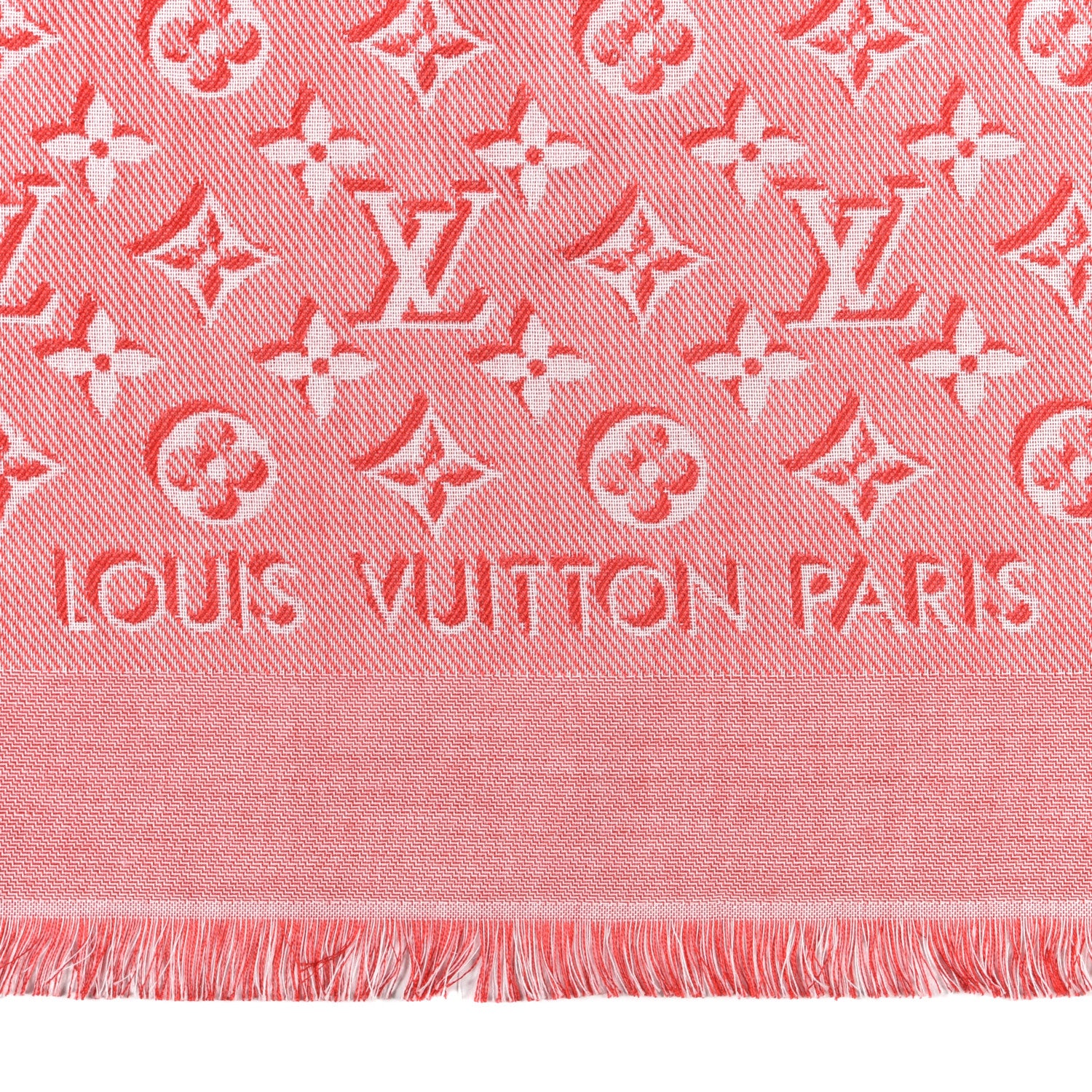 Louis Vuitton Silk Wool Monogram Umbra Shawl Rouge 2 of 3