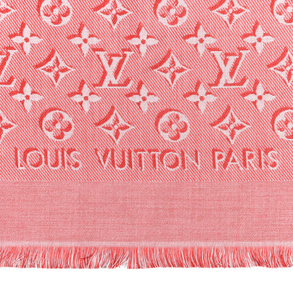 Louis Vuitton Silk Wool Monogram Umbra Shawl Rouge 2 of 3