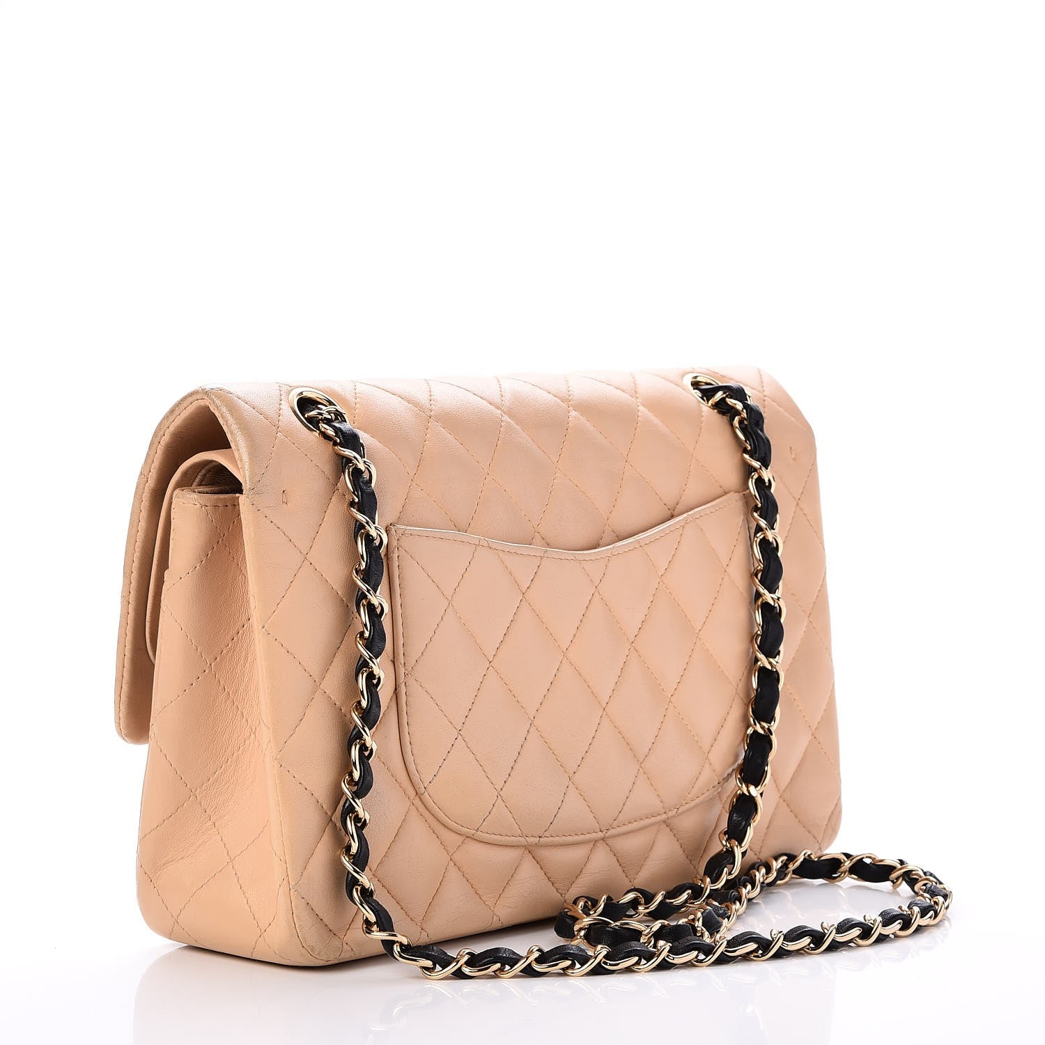 Chanel Lambskin Quilted Medium Double Flap Beige Black 4 of 11