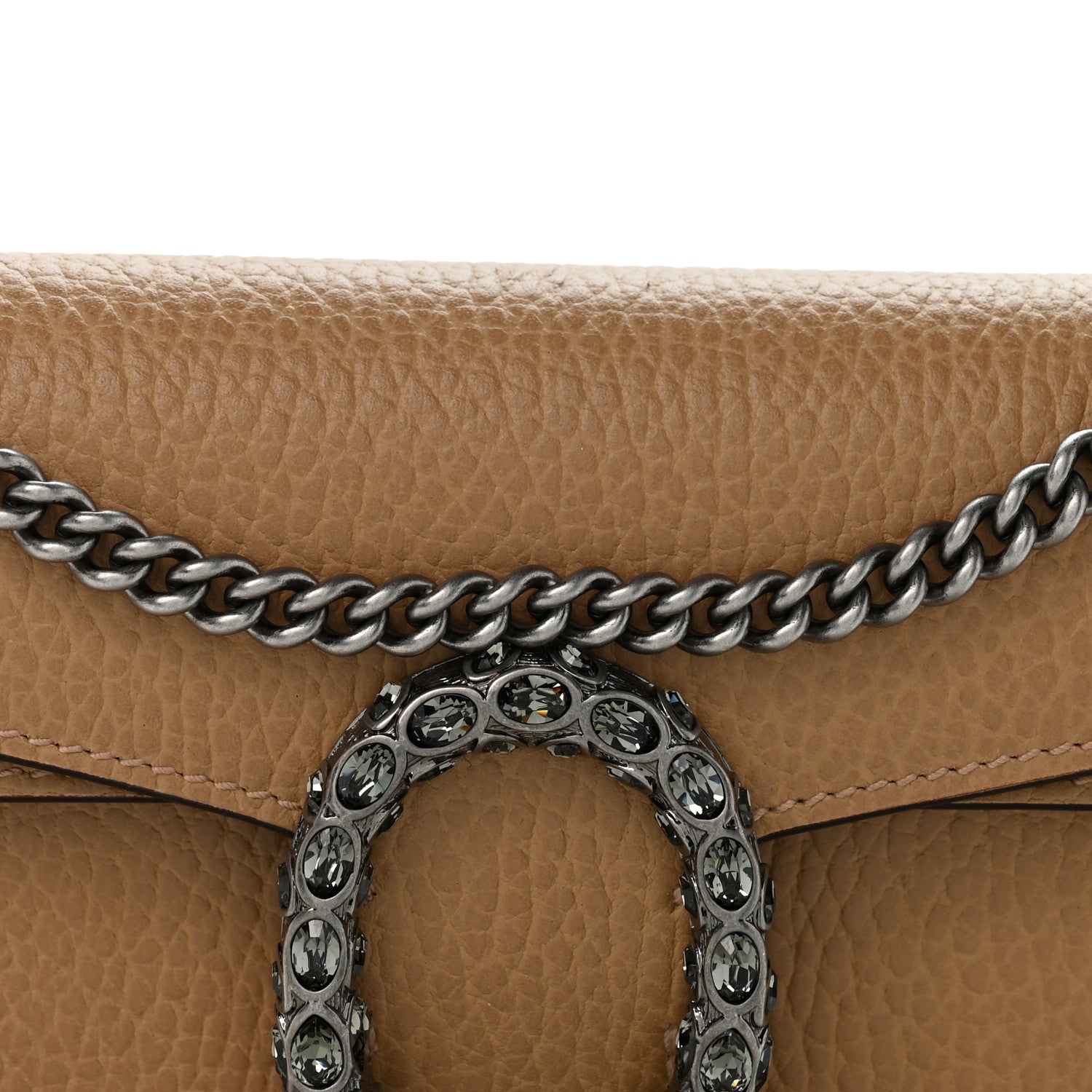 Gucci Dollar Calfskin Crystal Super Mini Dionysus Shoulder Bag Natural Tan Black Diamond 7 of 11
