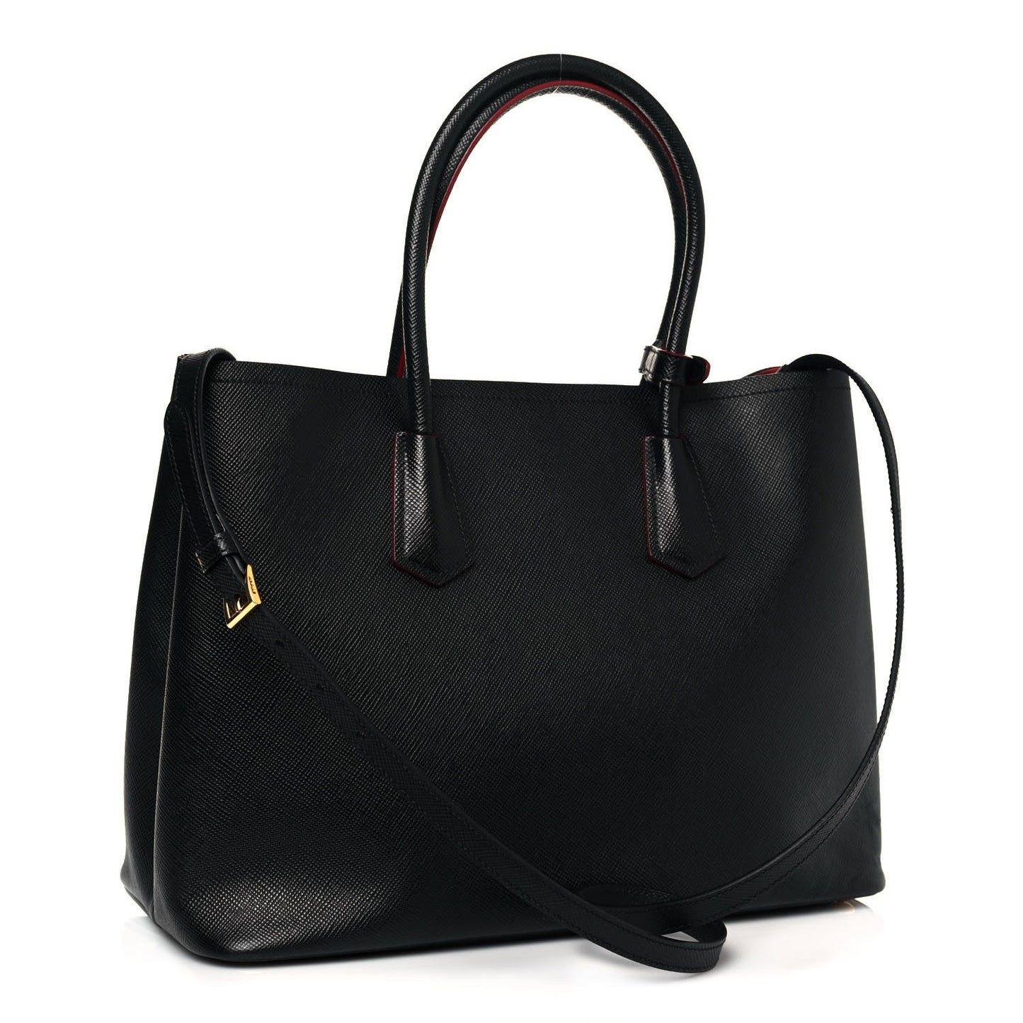Saffiano Cuir Large Double Bag Black Fuoco