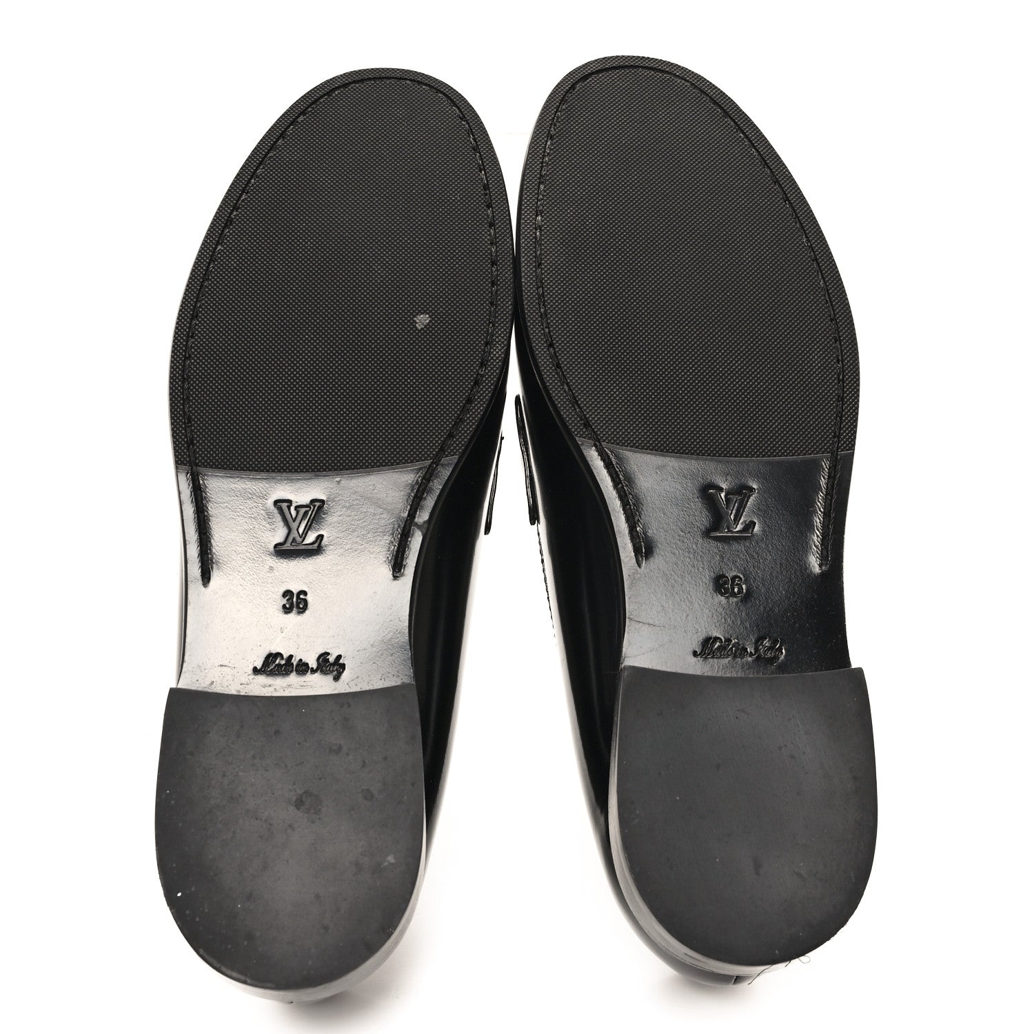 Louis Vuitton Glazed Calfskin Chess Flat Loafer 36 Black 6 of 9