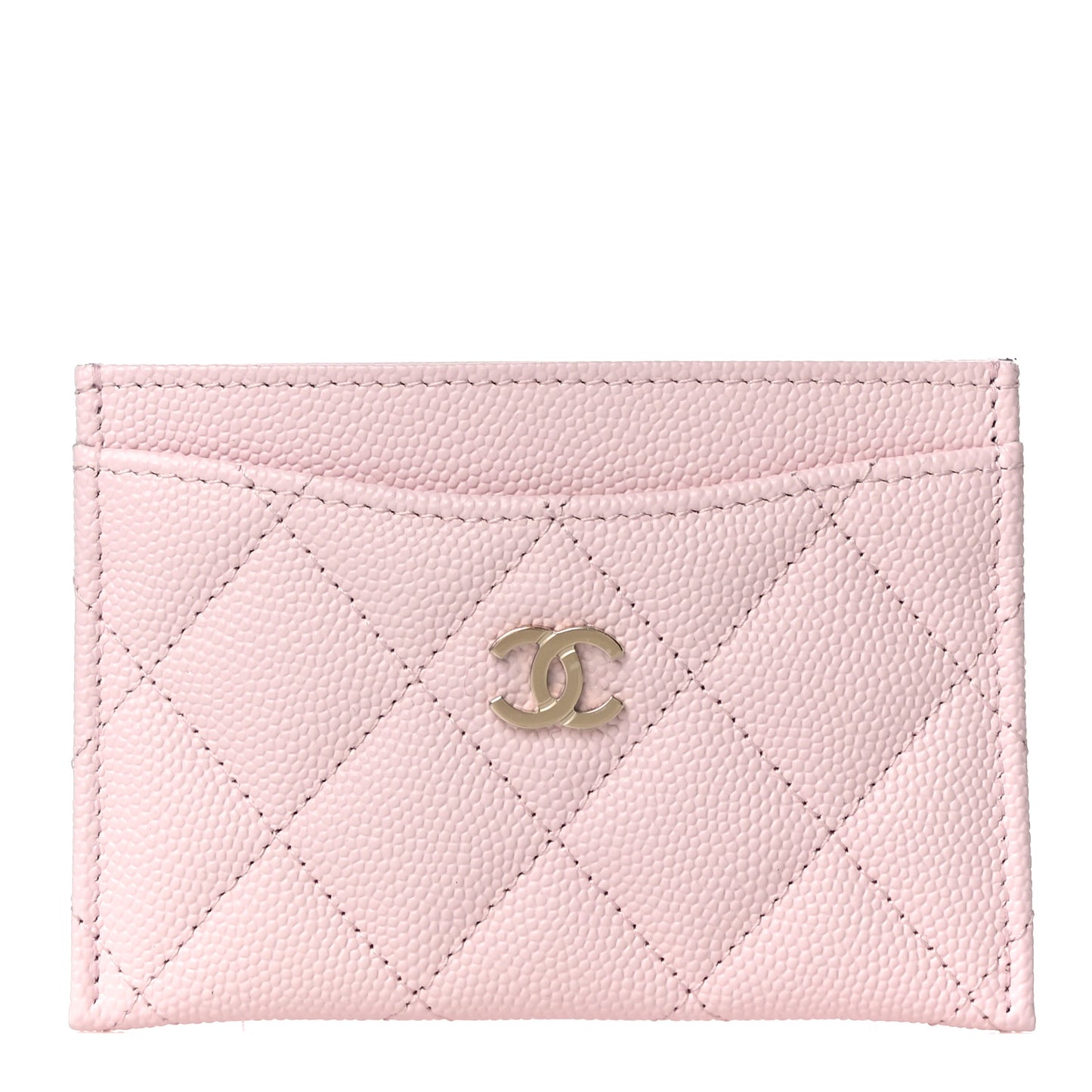Caviar Quilted Card Holder Light Pink