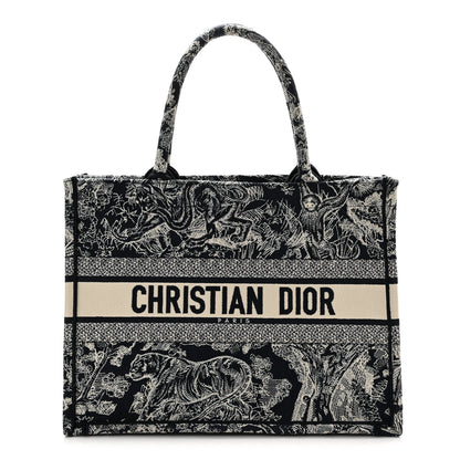 Christian Dior Canvas Embroidered Medium Toile De Jouy Reverse Book Tote Blue 1 of 10