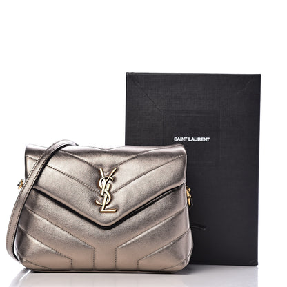 Saint Laurent Metallic Calfskin Y Quilted Monogram Toy Loulou Crossbody Bag Piombo 11 of 11