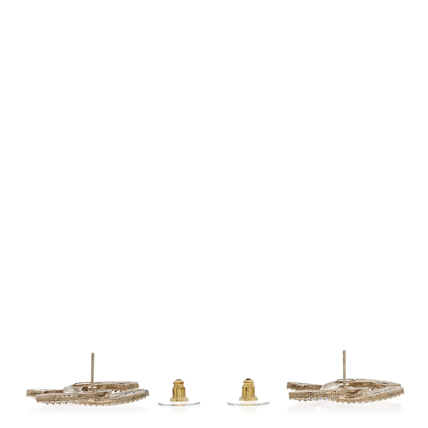 Chanel Crystal CC Earrings Gold Multicolor 3 of 5