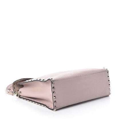 Valentino Garavani Pebbled Calfskin Rockstud Single Handle Flap Bag Poudre 4 of 9