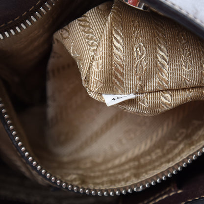 Prada Jacquard Logo Hobo Brown 7 of 18