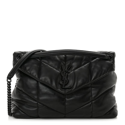 Saint Laurent Lambskin Quilted Monogram Monochrome Medium Loulou Puffer Chain Satchel Black 1 of 11