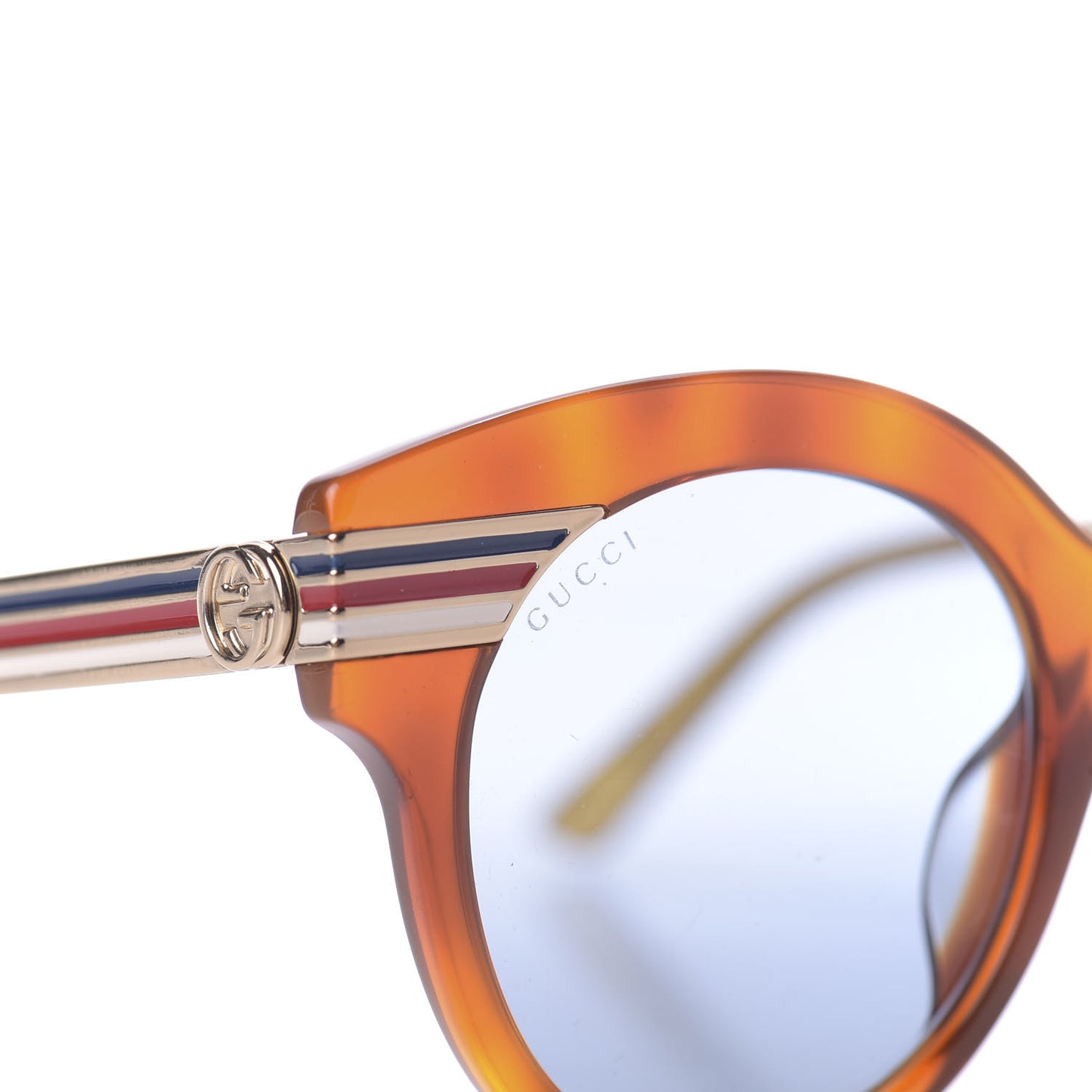 Acetate Round Frame Web Sunglasses GG0282SA Tortoise