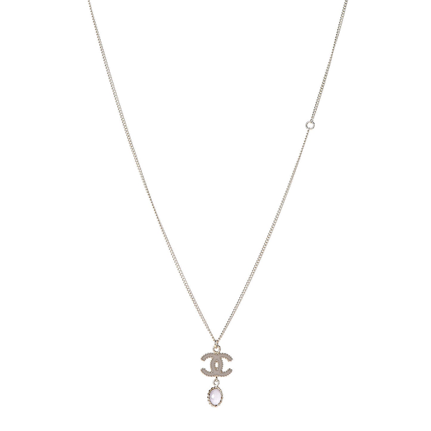 Enamel CC Drop Necklace Gold