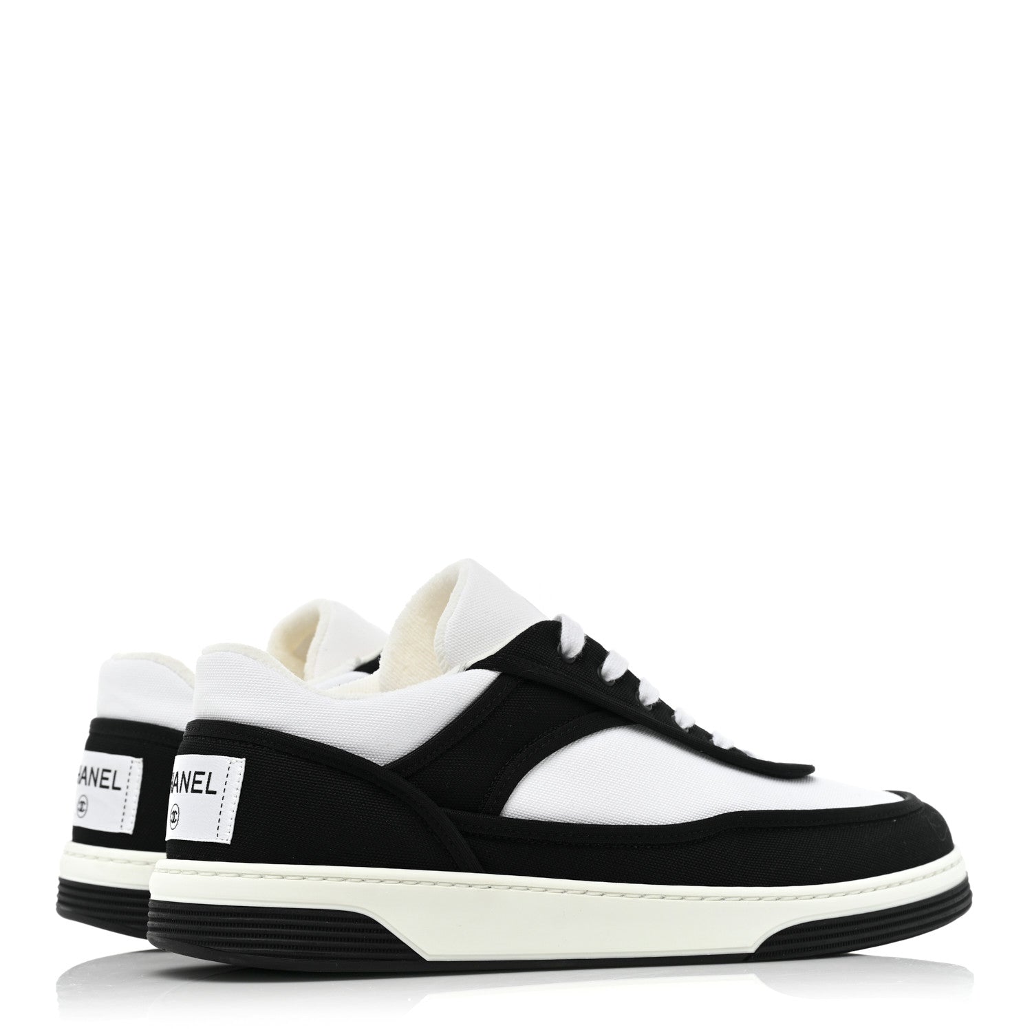 Chanel Fabric Womens Logo Sneakers 40.5 Black White 5 of 10