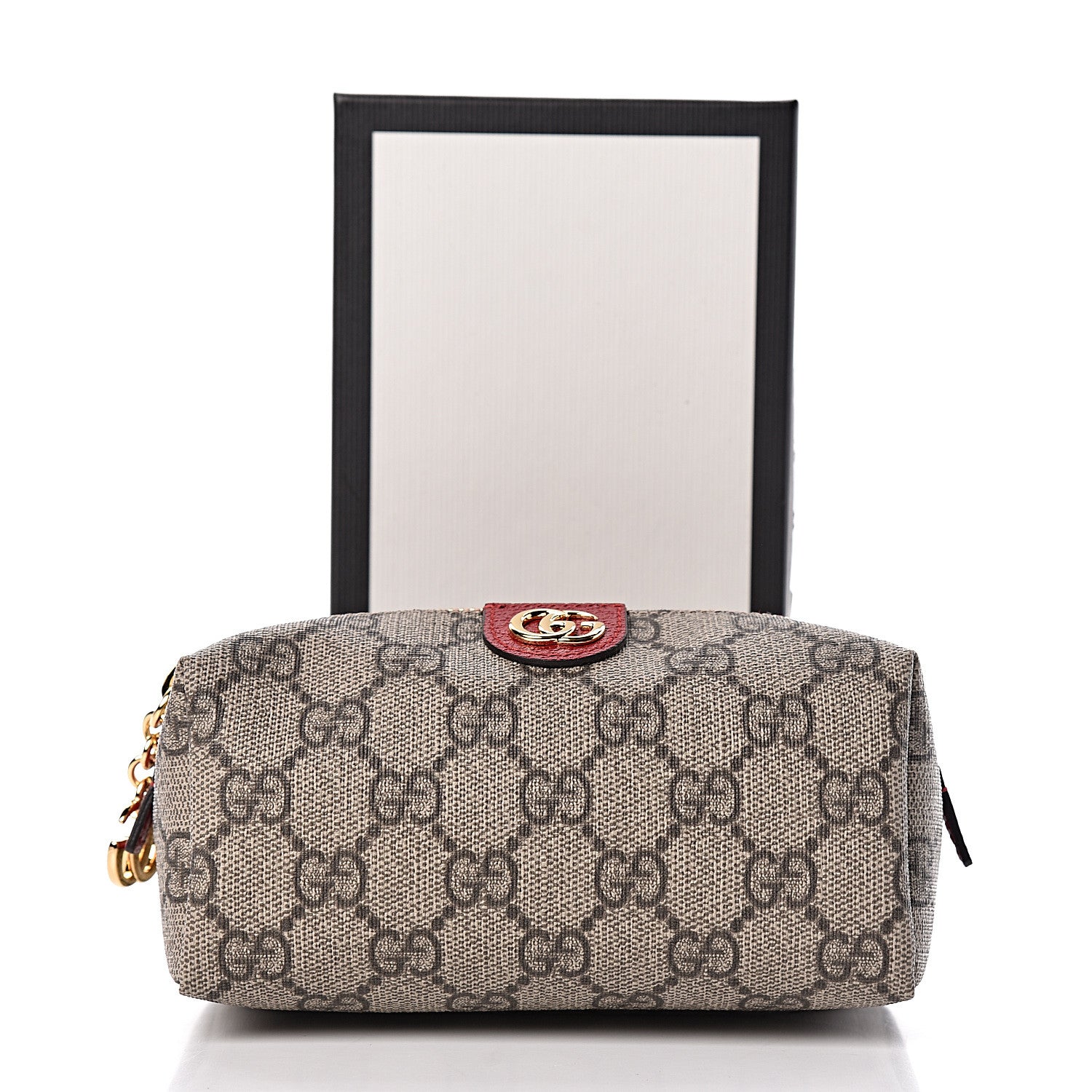 Gucci Soft GG Supreme Monogram Calfskin Small Ophidia Cosmetic Case Beige Ebony Hibiscus Red 8 of 8