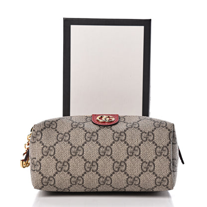 Gucci Soft GG Supreme Monogram Calfskin Small Ophidia Cosmetic Case Beige Ebony Hibiscus Red 8 of 8