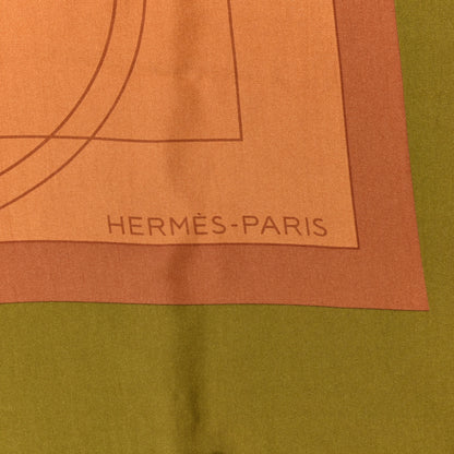 Hermes Silk Dip Dye Ex Libris Shawl 140 Rouille Bronze 2 of 5