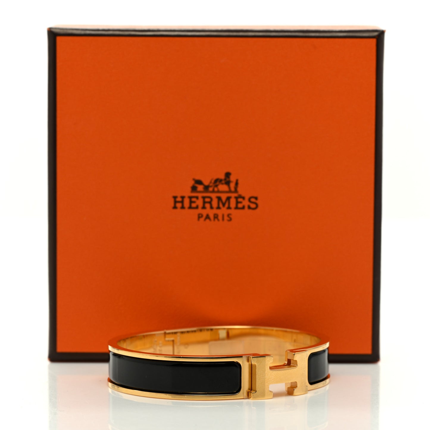 Enamel Narrow Clic Clac H Bracelet GM Black