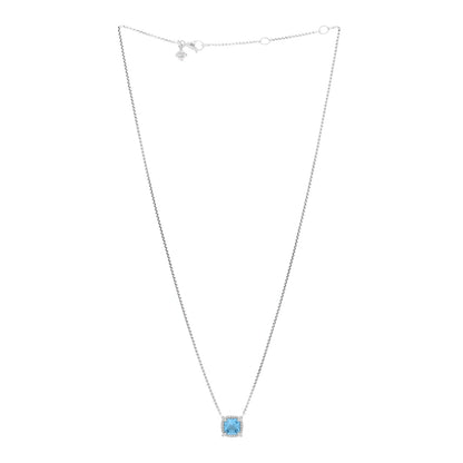 David Yurman Sterling SIlver Diamond Blue Topaz 7mm Petite Chatelaine Pave Bezel Pendant Necklace 3 of 4