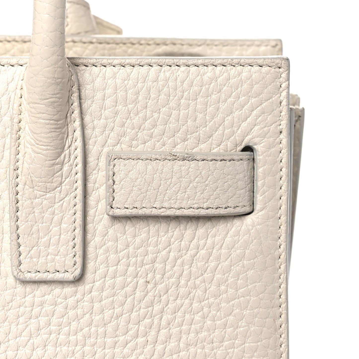 Grained Calfskin Nano Sac de Jour Dove White