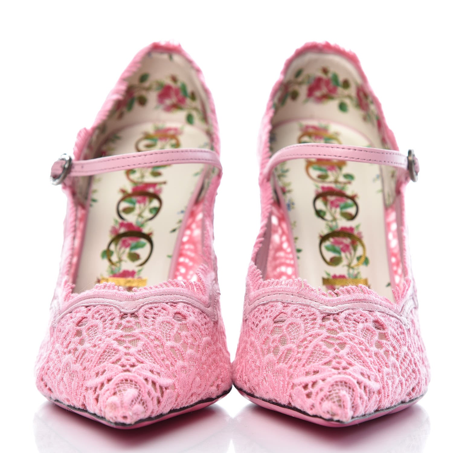 Gucci Lace Pizzo Venice Pumps 37.5 Sugar Pink 2 of 8