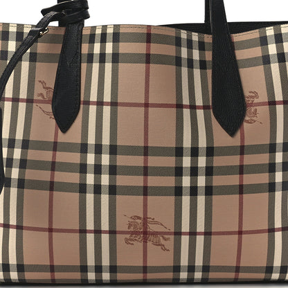 Burberry Grainy Calfskin Haymarket Check Medium Reversible Tote Black 14 of 20