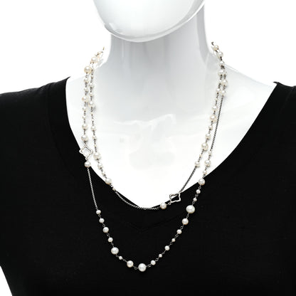 David Yurman Sterling Silver Pearl 9mm Quatrefoil Long Chain Necklace 2 of 6