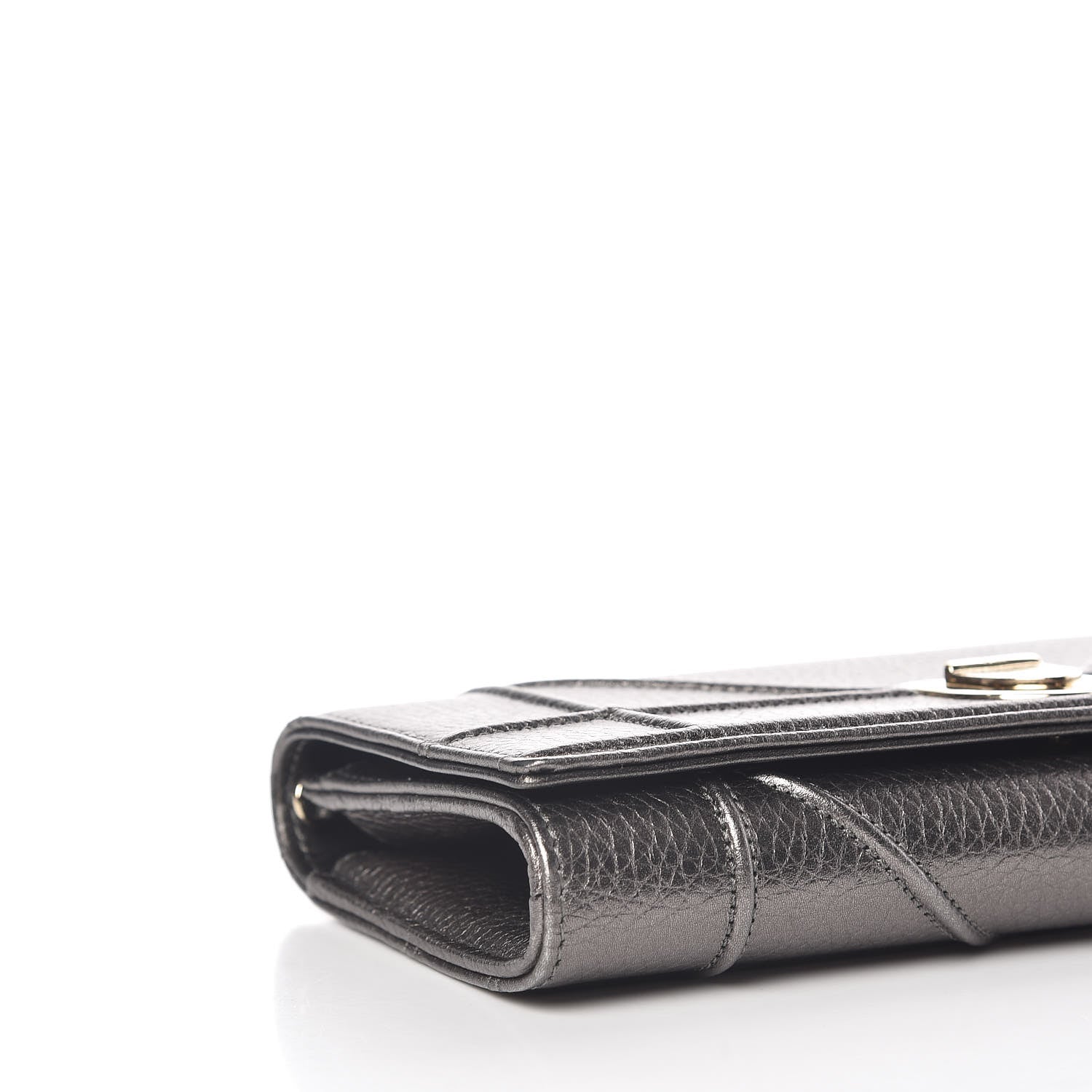 Christian Dior Metallic Grained Calfskin Diorama Croisiere Chain Wallet Gunmetal Grey 8 of 10