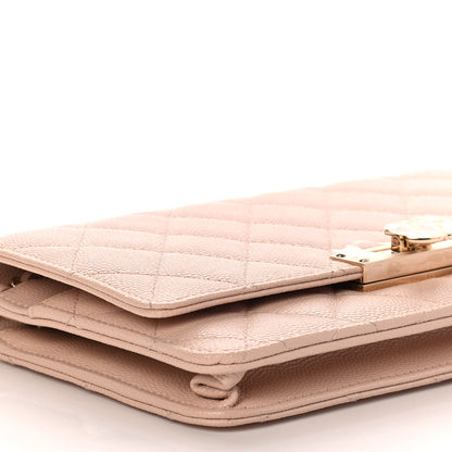 Chanel Caviar Quilted Golden Class Wallet On Chain WOC Light Beige 9 of 10
