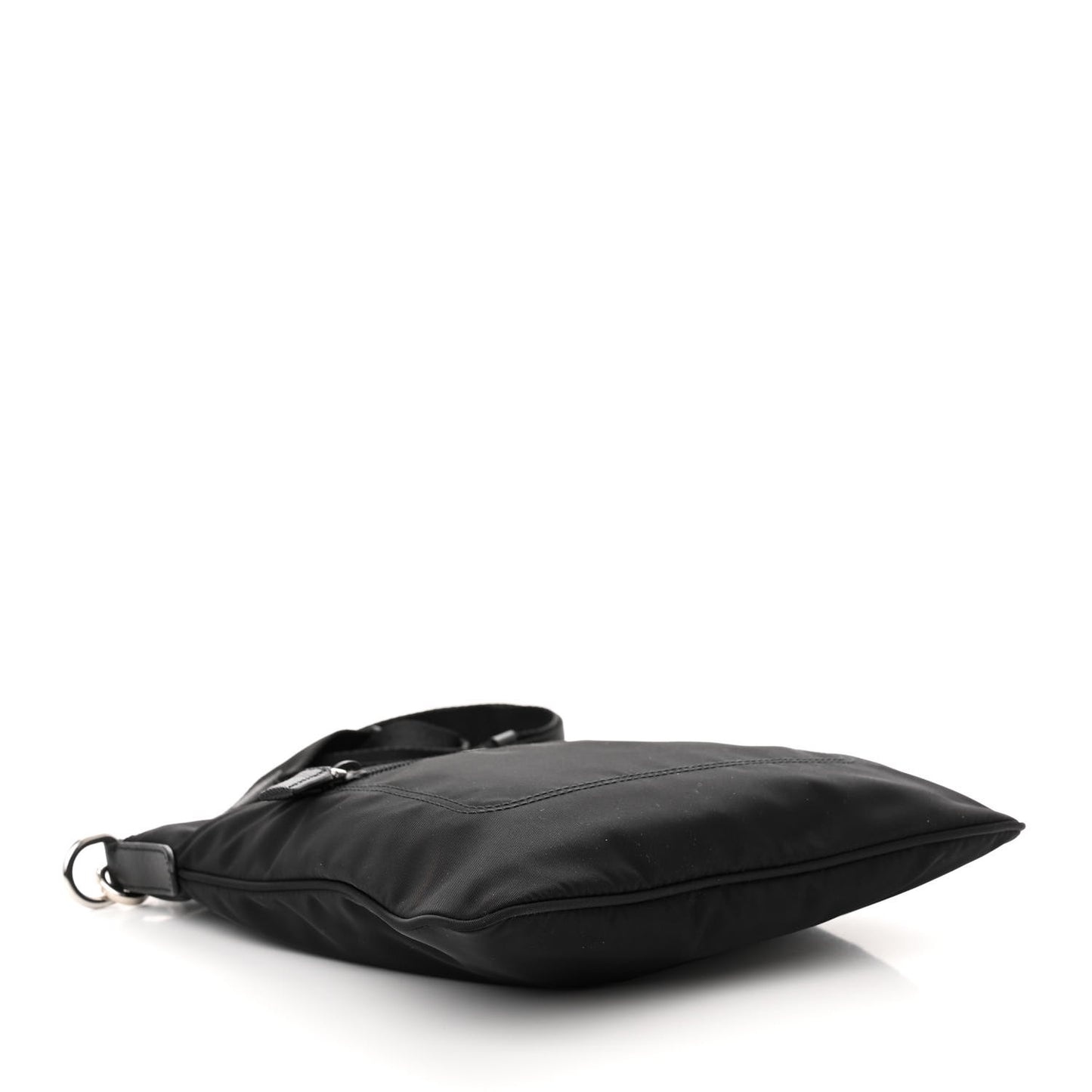 Tessuto Nylon Saffiano Flat Messenger Bag Black