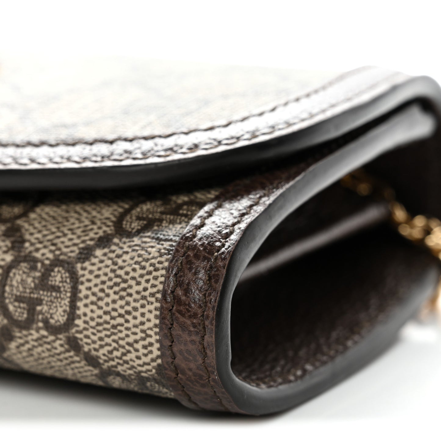 GG Supreme Monogram Textured Dollar Calfskin Blondie Continental Chain Wallet Beige Ebony New Acero