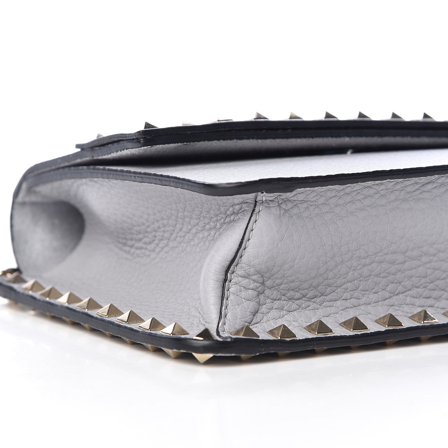 Valentino Garavani Pebbled Calfskin Rockstud Side Slip Crossbody Pastel Grey 7 of 9