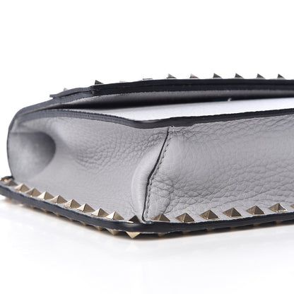 Valentino Garavani Pebbled Calfskin Rockstud Side Slip Crossbody Pastel Grey 7 of 9