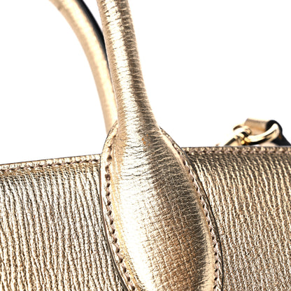 Salvatore Ferragamo Metallic Hammered Calfskin Studio Top Handle Bag Gold 15 of 16