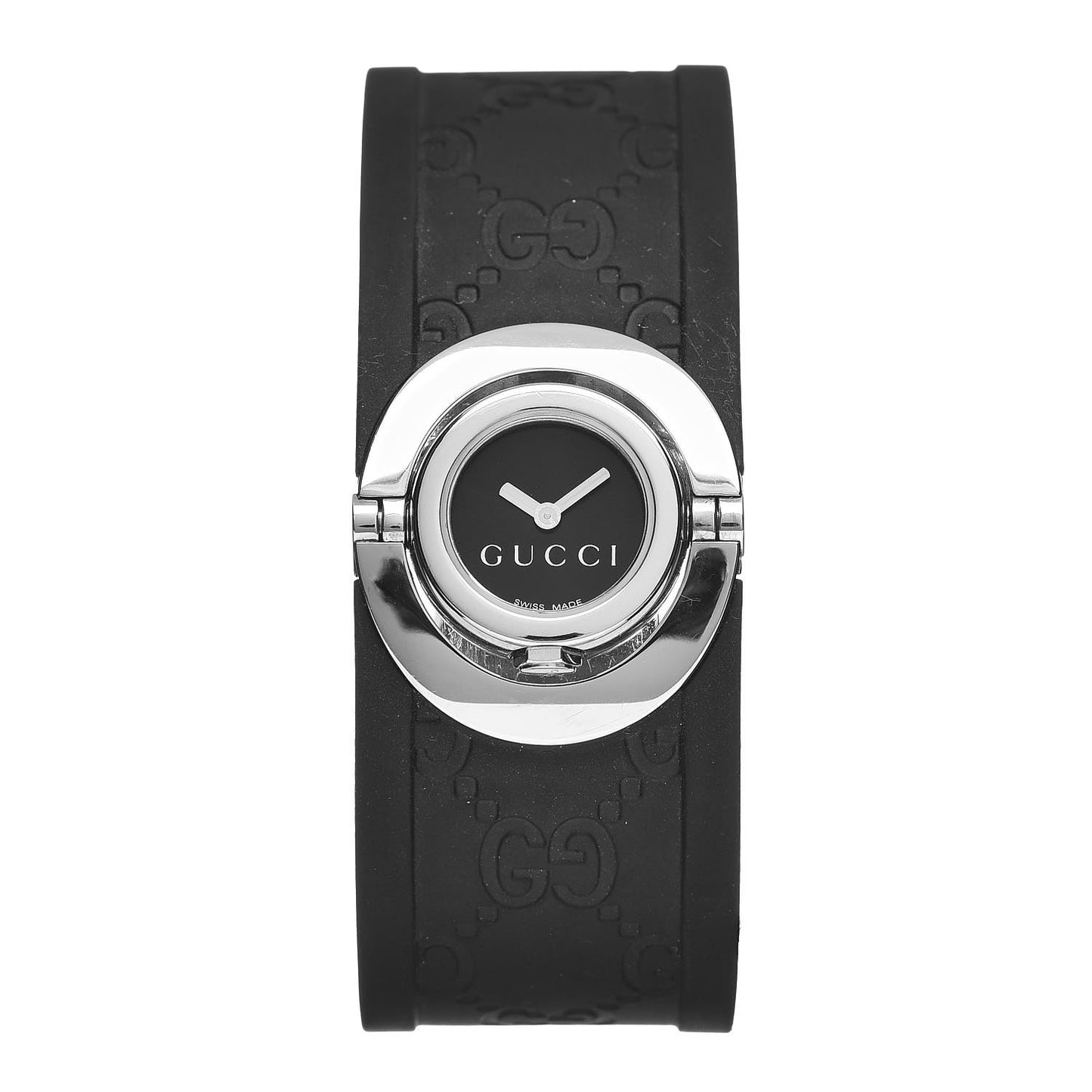 Stainless Steel Rubber 23mm Twirl Quartz Watch Black