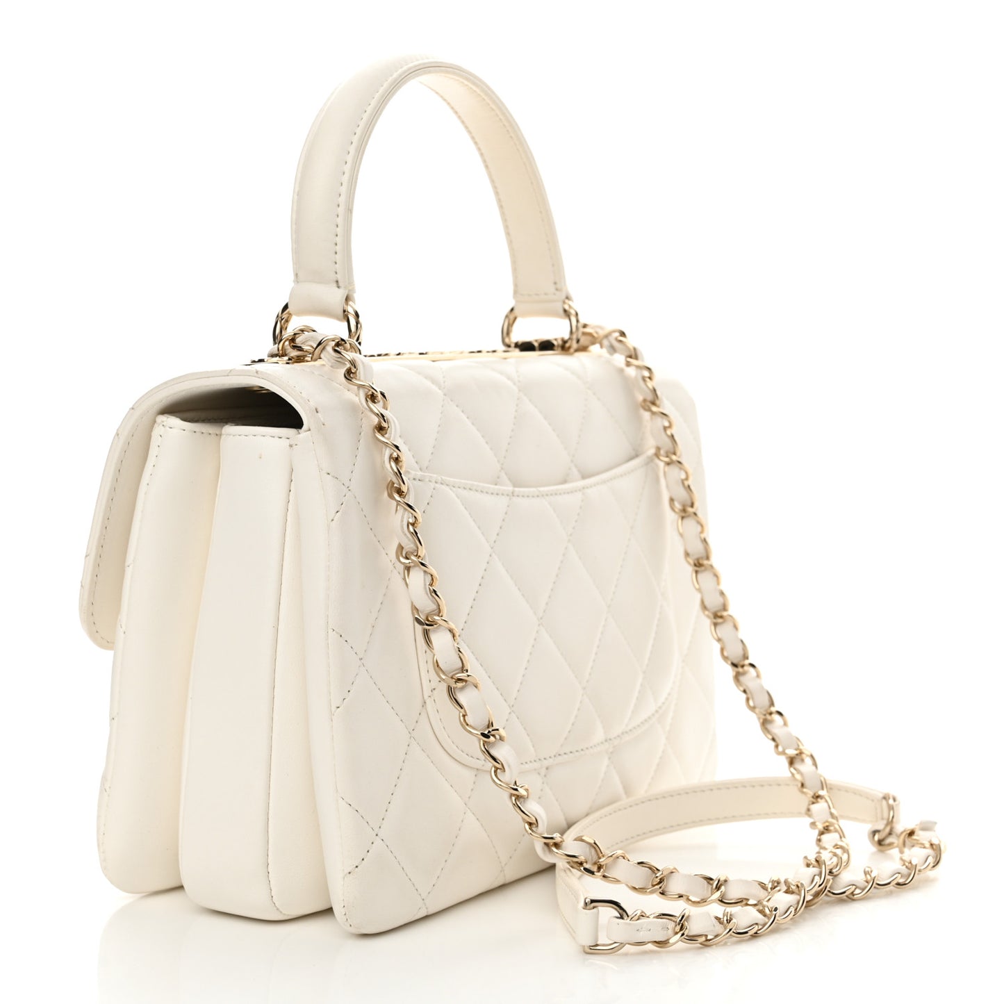 Lambskin Quilted Small Trendy CC Dual Handle Flap Bag White