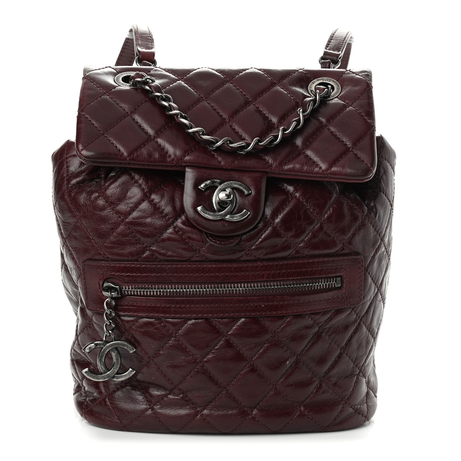 Chanel Glazed Calfskin Quilted Small Salzburg Backpack Burgundy 1 of 15