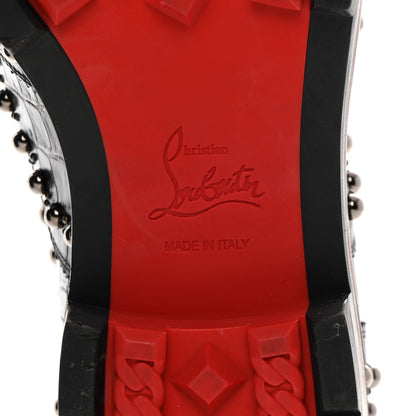 Christian Louboutin Croc Calfskin Embossed Womens Studded Crapadonna Oxfords 37 Black 6 of 12