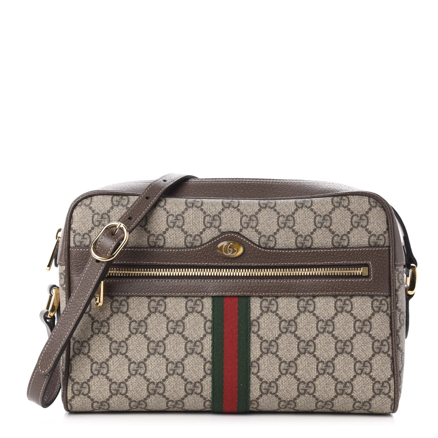 Gucci GG Supreme Monogram Web Small Ophidia Shoulder Bag Brown 1 of 11