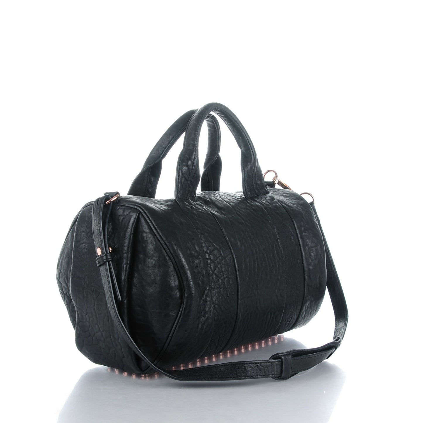 Pebbled Lambskin Rocco Black Rose Gold Hardware