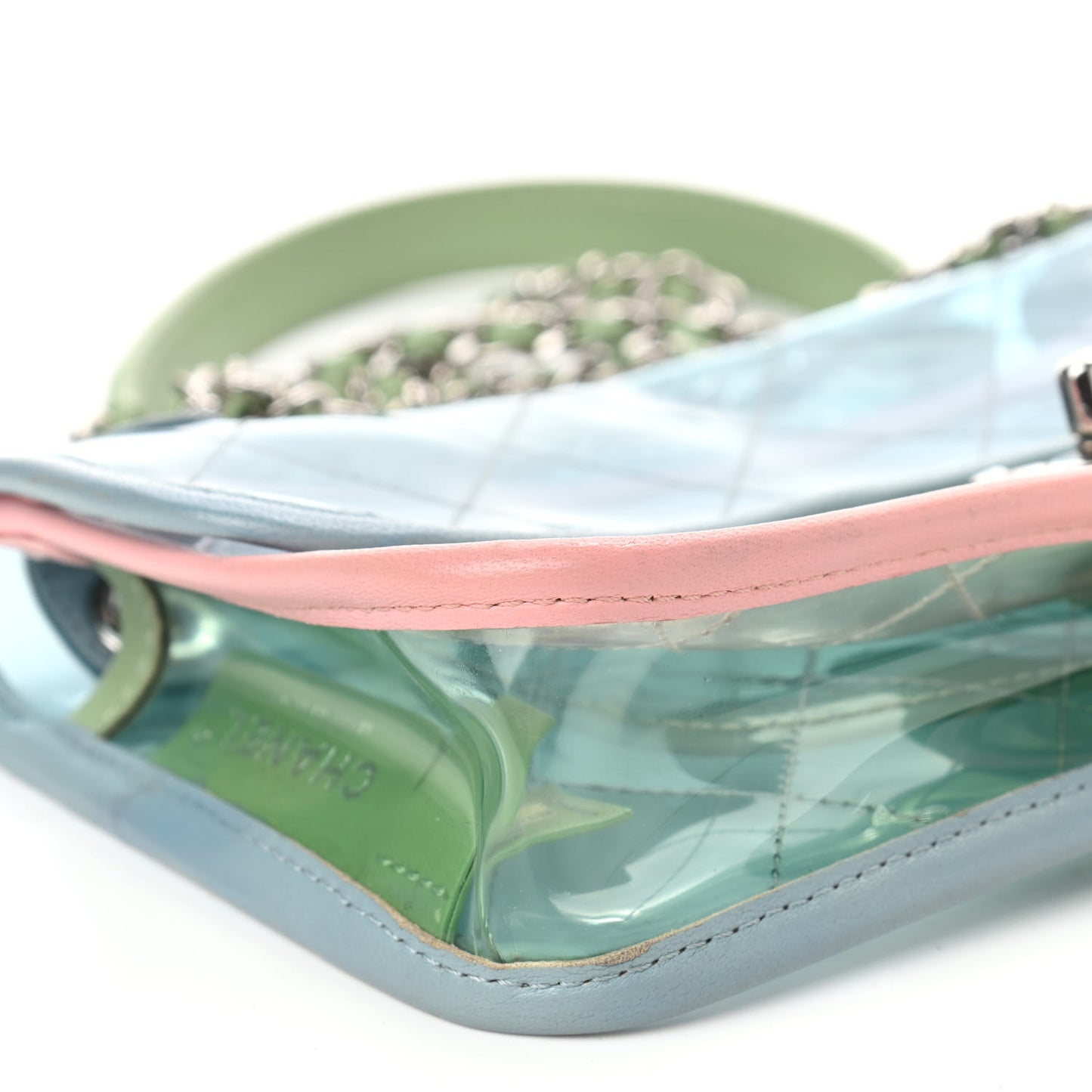 Lambskin PVC Quilted Mini Coco Splash Flap Blue Green